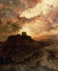 Sonnenuntergang, Pueblo von Walpi, Arizona, 1880